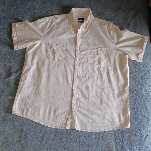 GEORGE Classic Fit  SIZE XL. Men's Cream Short Sleeve Shirt - Picture 7 of 8